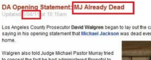 Murray vai à Julgamento, e mais um amigo de MJ denota ser beLIEve: Die1