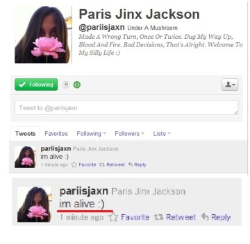  Paris Jackson posta em seu twitter pessoal: “Eu estou vivo!” Mj11